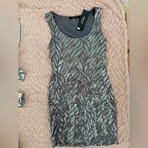 Ark & Co Silver Sequin Mini Dress NWT